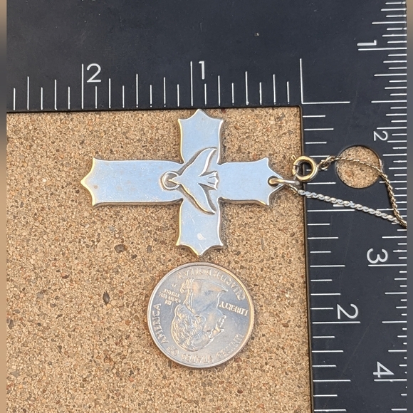 Rare-Retired James Avery Sterling Descending Dove Holy Spirit Cross Pendant - Picture 10 of 11